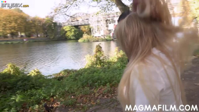 Magma Film: Mia De Berg in stockings doggy sex outdoors HD