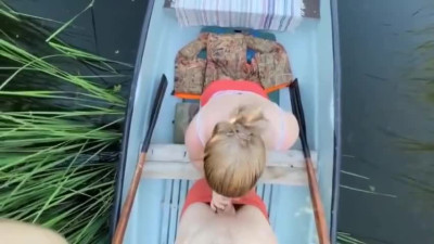 Big tits blonde haired POV handjob outdoors