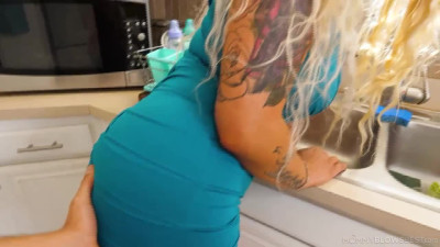 Large tits London Rose closeup cum in mouth in the kitchen