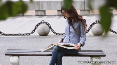 Young Ariana Shaine cunnilingus wearing glasses