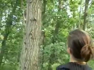 Chubby amateur feels up to voyeur raw fucking in the forest