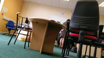 Chubby mature got nailed in classroom