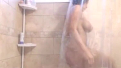 Busty amateur voyeur got slammed hard in shower