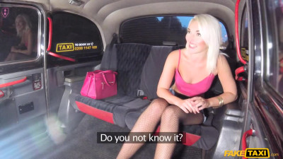 Fake Taxi: Ramming hard shaved couple in fishnet in car